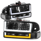 U-Shape LED DRL Switchback Headlights for Chevy Blazer/S10 (1998–2004)