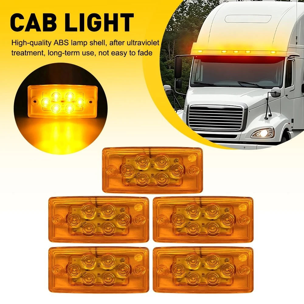 5PCS Amber LED Cab Roof Clearance Lights for Freightliner Volvo (EXV)