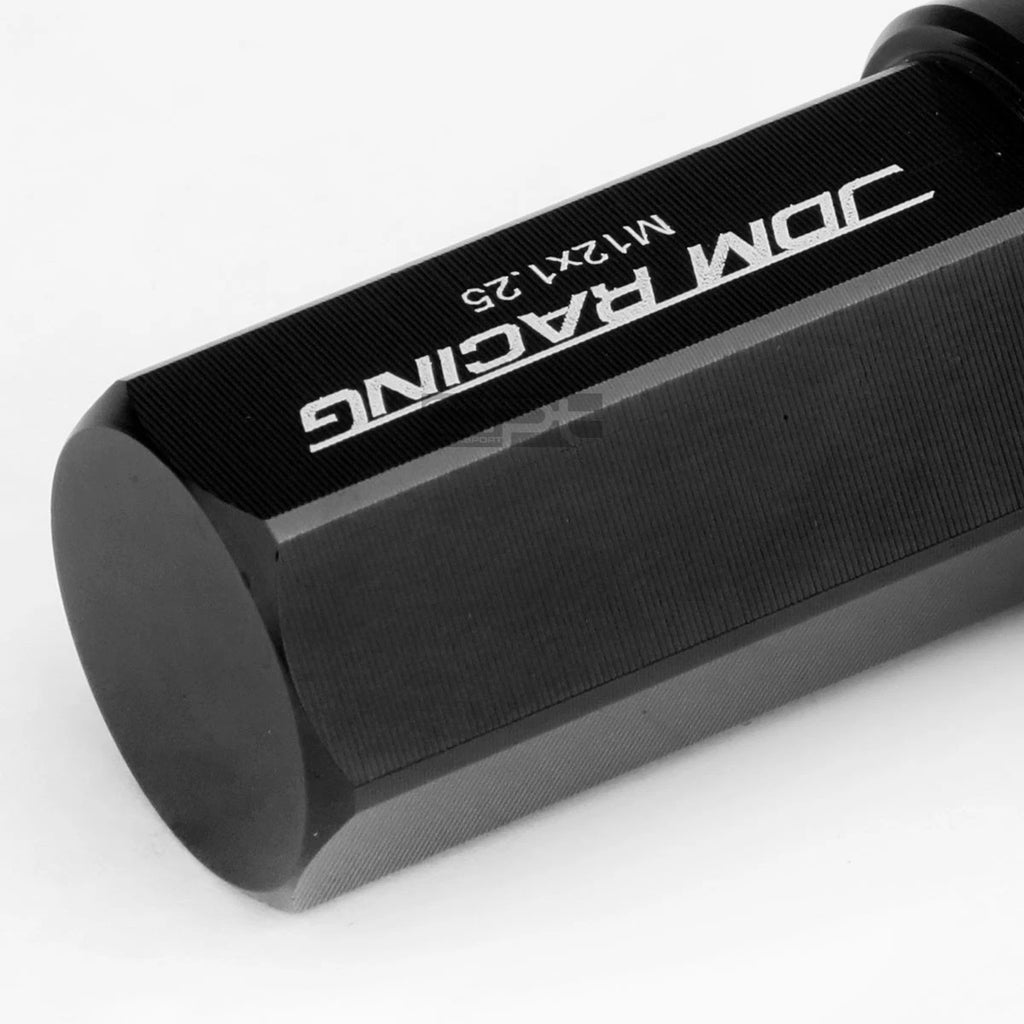 20 PCS Closed End M12x1.25 50mm Tall Black Aluminum Lug Nuts + Adapter