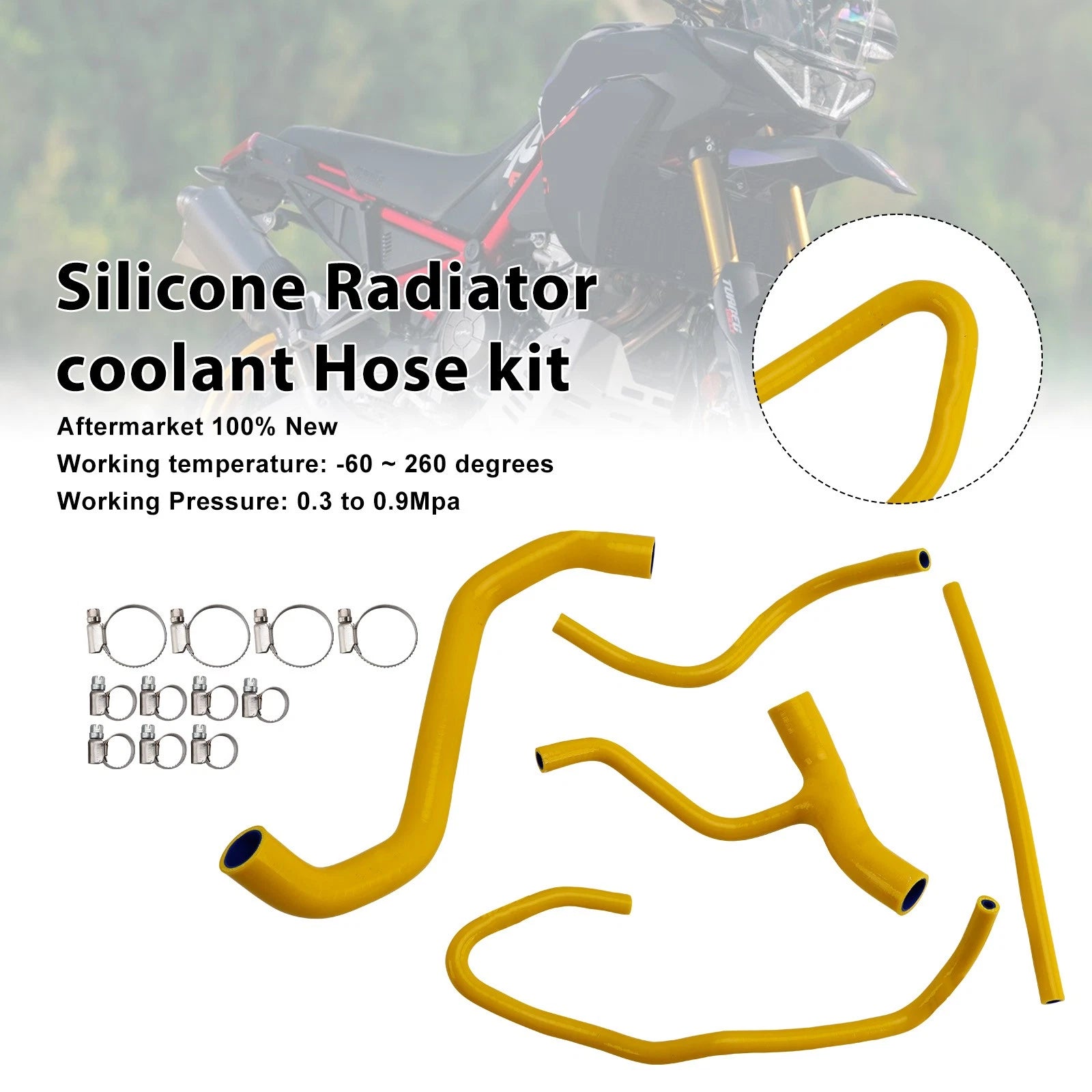 Silicone Radiator Coolant Hose for Aprilia Tuareg 660 (2022–2025) Yellow