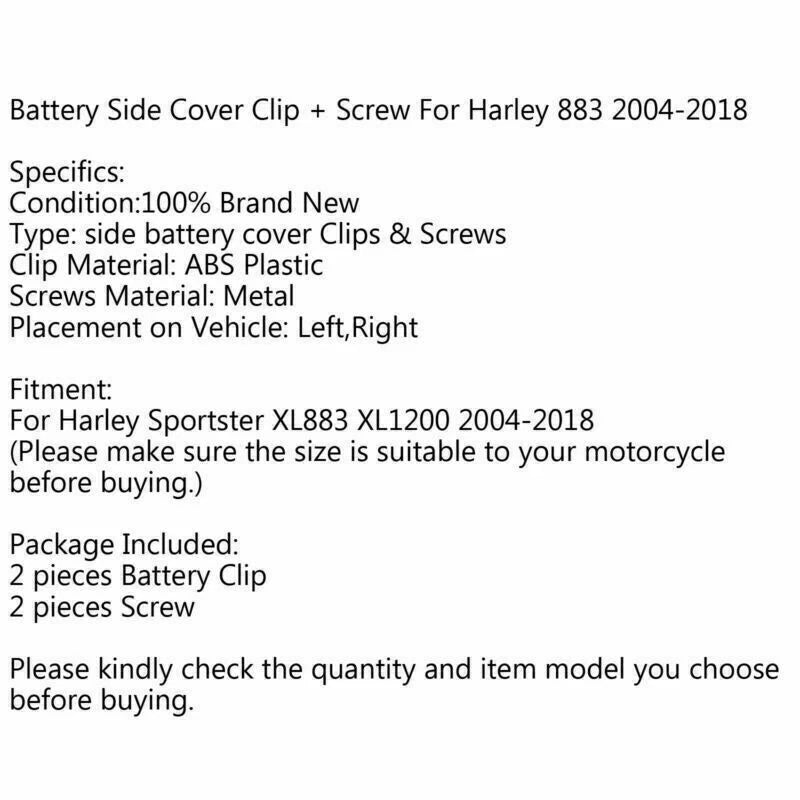 2X Battery Left Side Cover ABS Clips for Harley Sportster XL883 XL1200 (2004–2018)