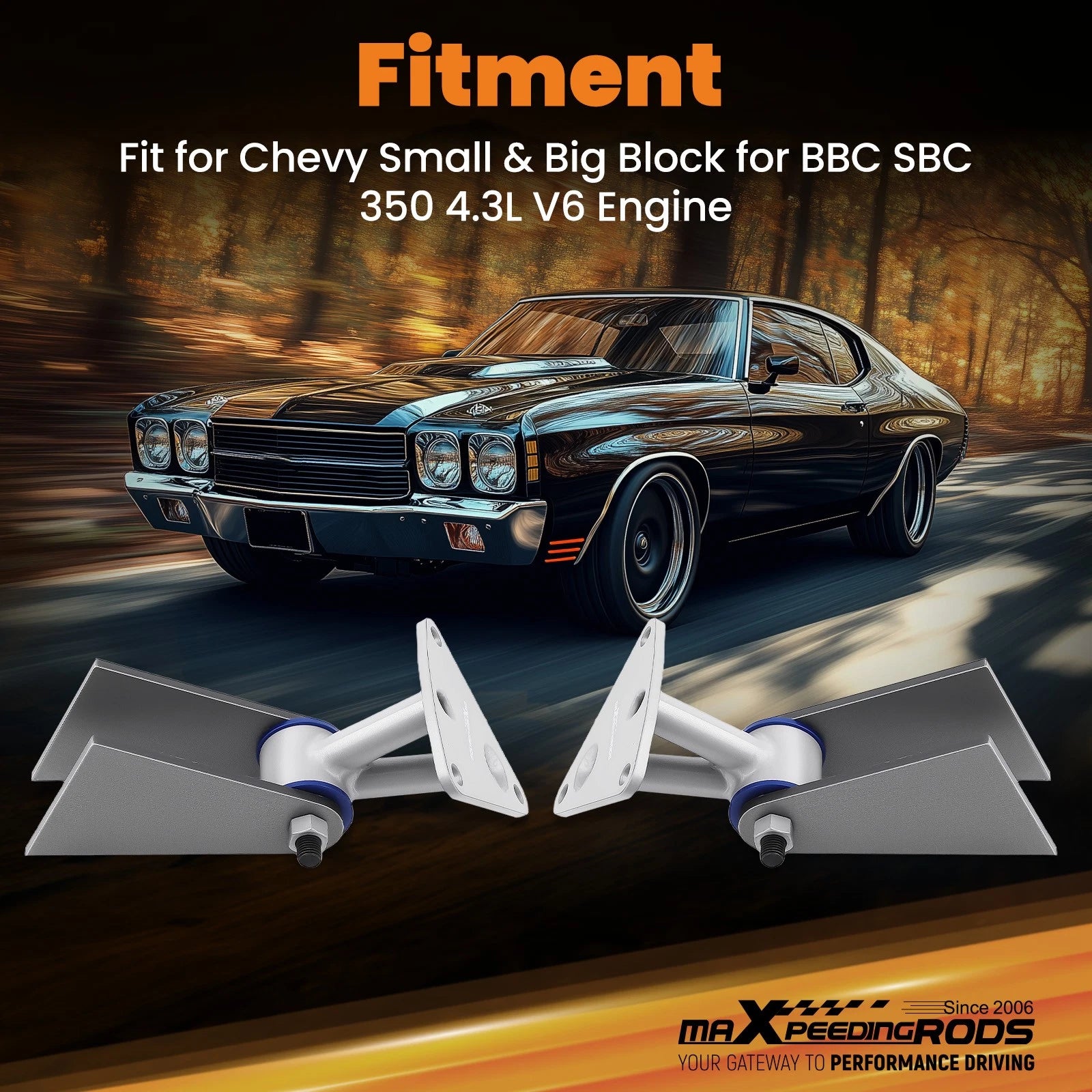 Motor Mounts Kit for Chevy Engines BBC SBC 350 396 (1960–2023)