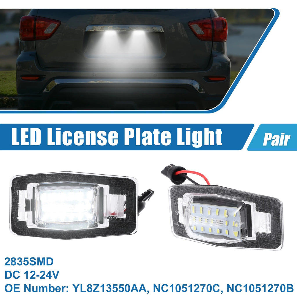 2X White LED License Plate Light Assembly YL8Z13550AA 2835SMD for Mazda