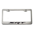 Brushed Stainless Steel Plate Frame w/Black "SRT" Inlay for Challenger/Charger