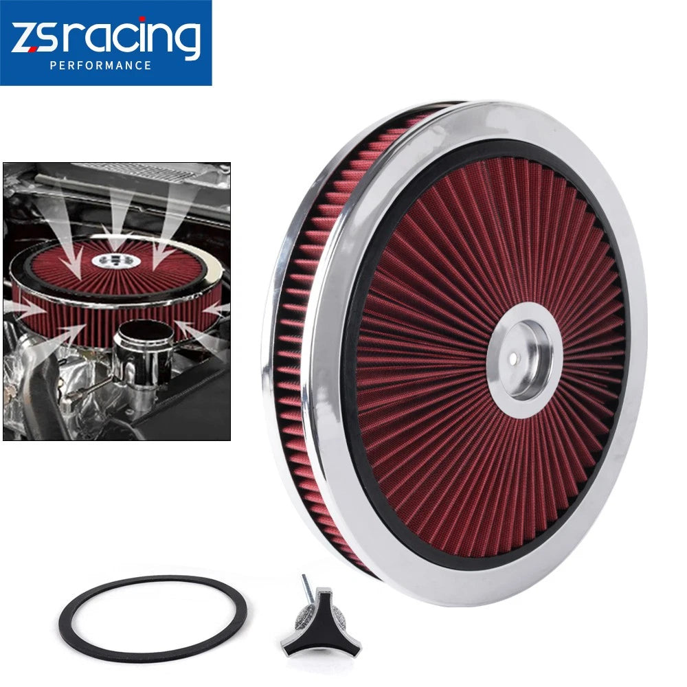 Red Chrome Air Cleaner with Washable Filter for Make Model