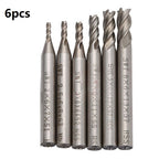 End Mill Drill Bit Tool Set of 4 (2-6mm) 4 Flute