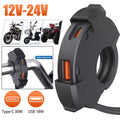 Dual USB Fast Charger Adapter for Motorcycle (12V-24V) - QC 3.0 Type-C