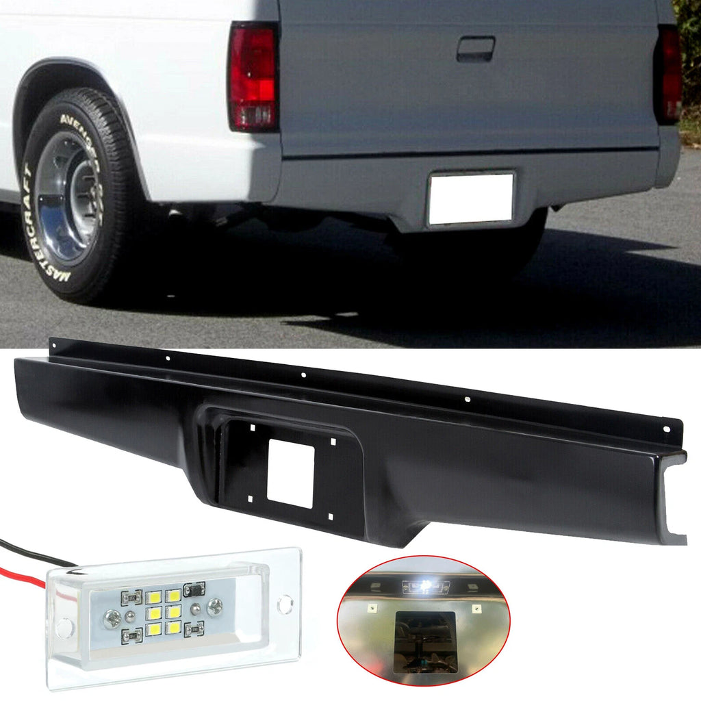Rear Bumper Roll Pan + License Plate Light for S10 S15 Sonoma (1982–1993)