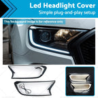 2X White LED Headlight Covers for Ford Ranger Wildtrak (2015–2020)