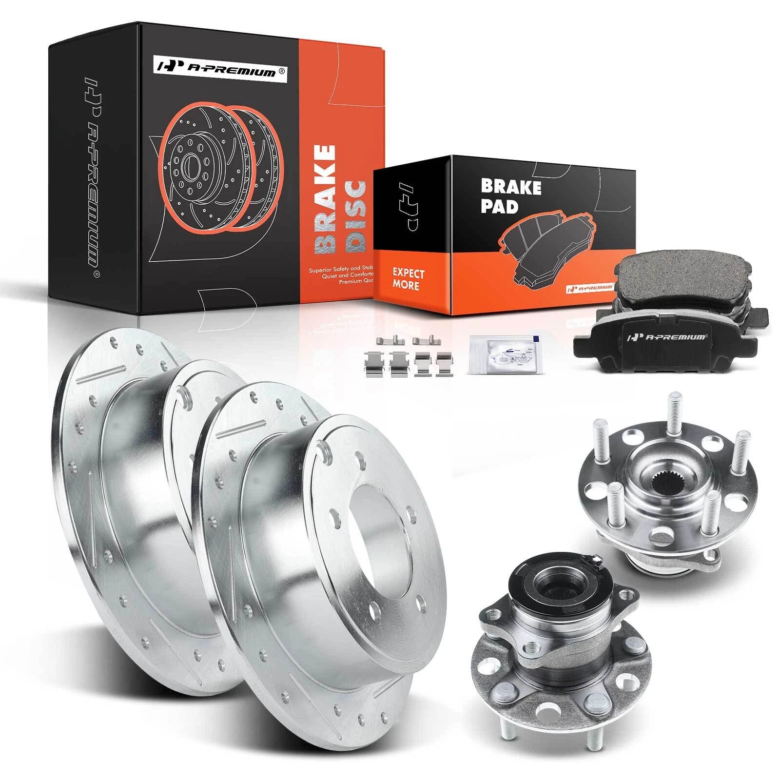 Set of 8 Rear Drilled Brake Rotors & Pads for Jeep Compass Patriot (2007–2017)