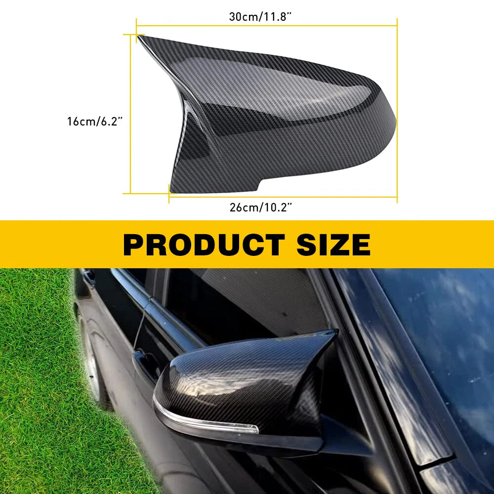 2X Carbon Fiber Side Mirror Cover Caps for BMW 3 Series (2012–2019)