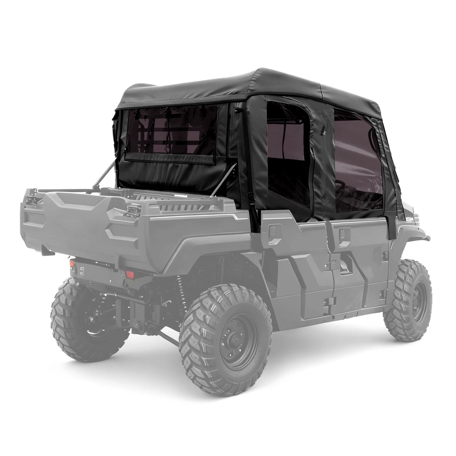 Soft Black Roof for Kawasaki Mule Pro FXT (2015–2023) with PVC Upper Doors & Rear Window
