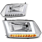 Chrome U-LED DRL Sequential Turn Signal Headlights for RAM 1500 (2009–2024)