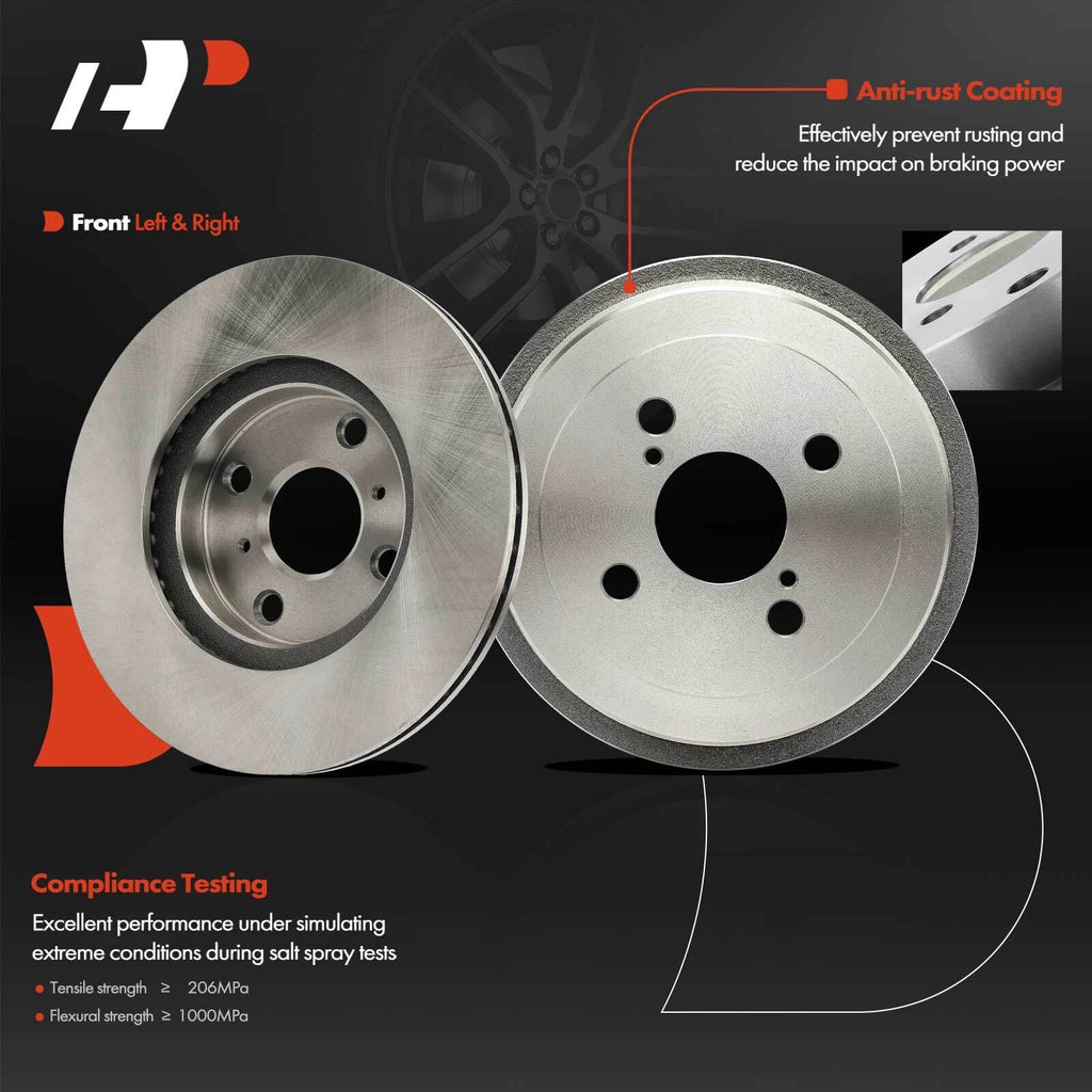 Disc Brake Rotors & Drum Shoe Kit for Toyota Echo (1999–2005)