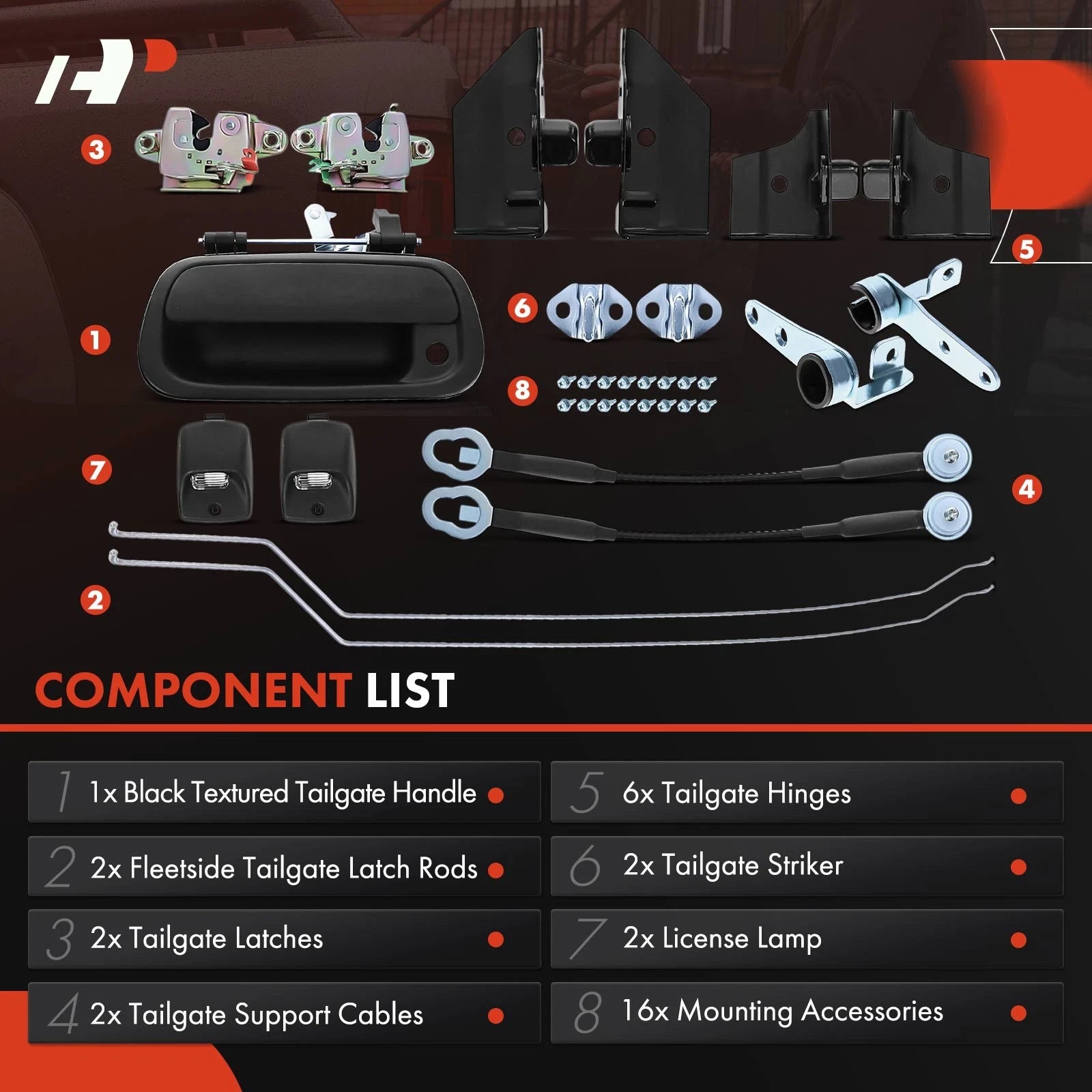 Tailgate Hardware Rebuild Kit for Toyota Tundra (2000-2006)