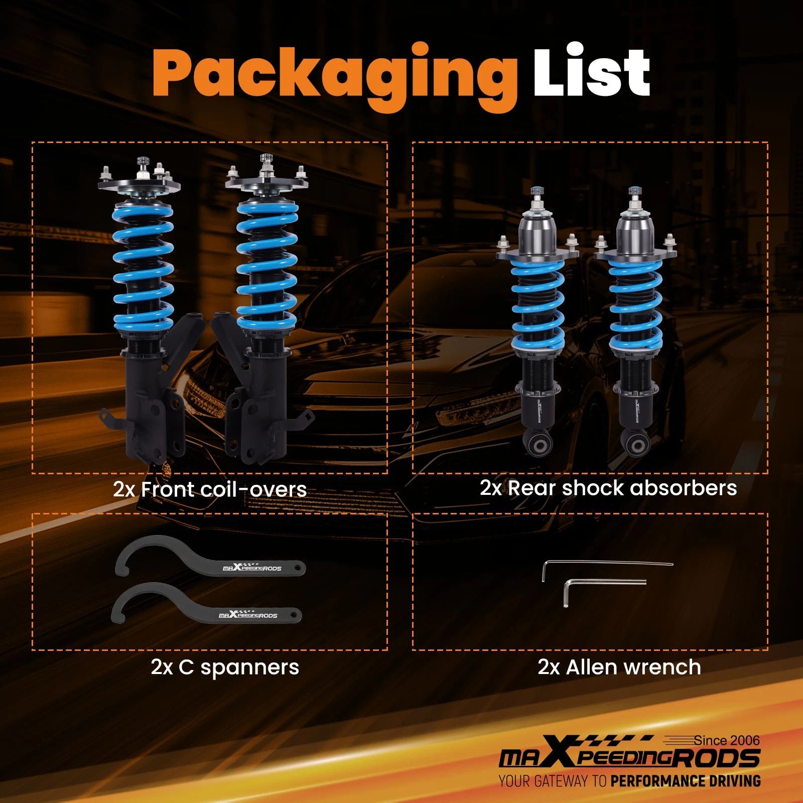 Coilover Shock and Spring Kit for Honda Civic (2001-2005)