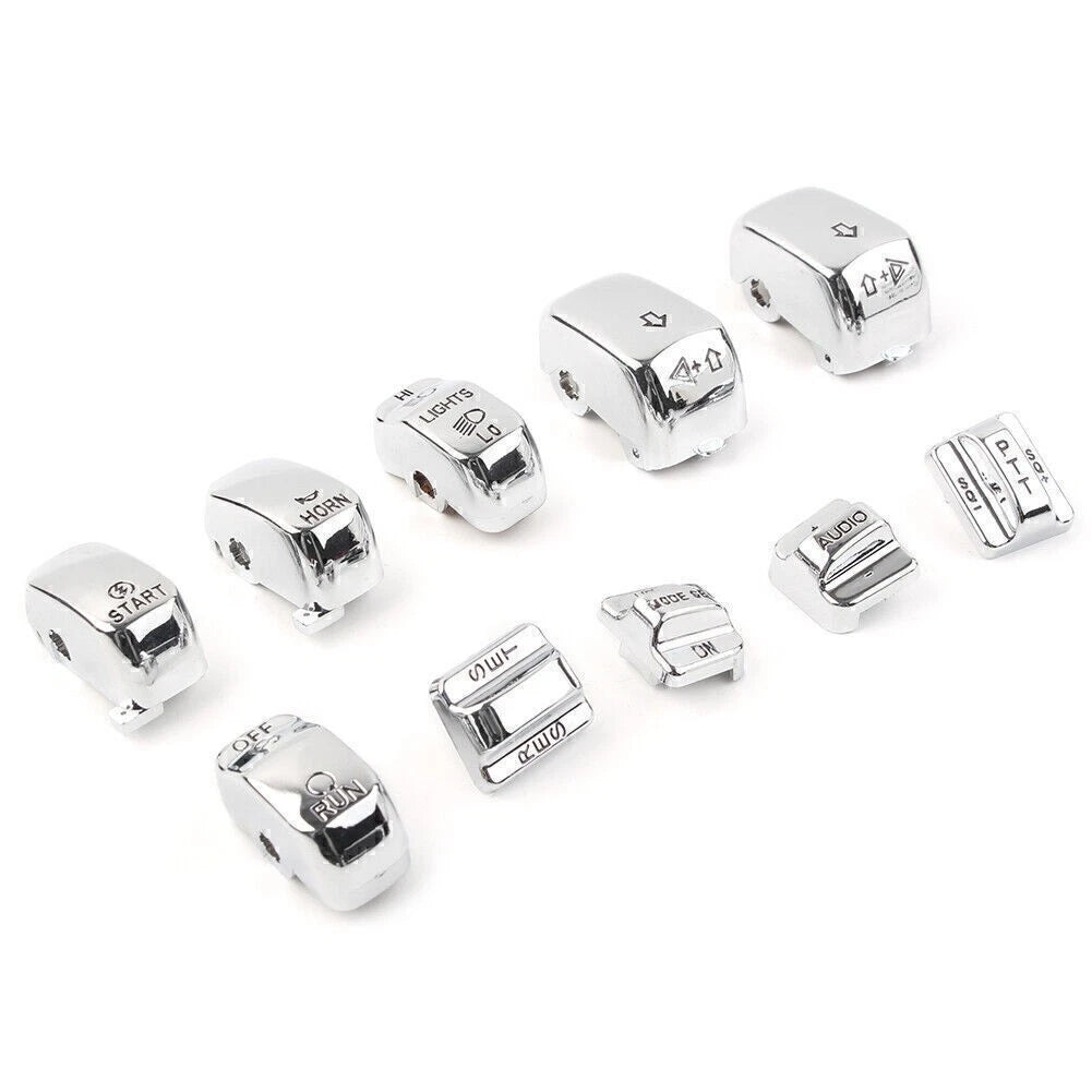 Set of 2 Hand Control Switch Cover Caps for Harley Touring (1996–2013) Chrome