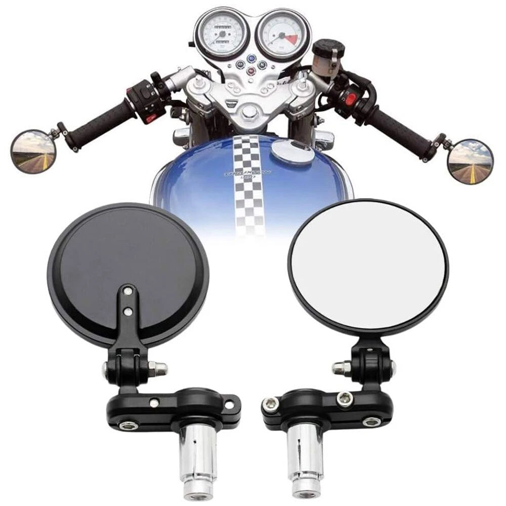 7/8" Handle Bar End Rearview Side Mirrors for Harley Honda Suzuki (Universal)