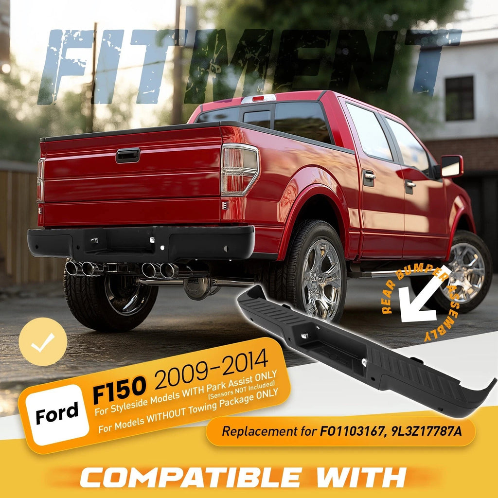 Rear Step Bumper Assembly for Ford F150 Styleside (2009–2014) Black