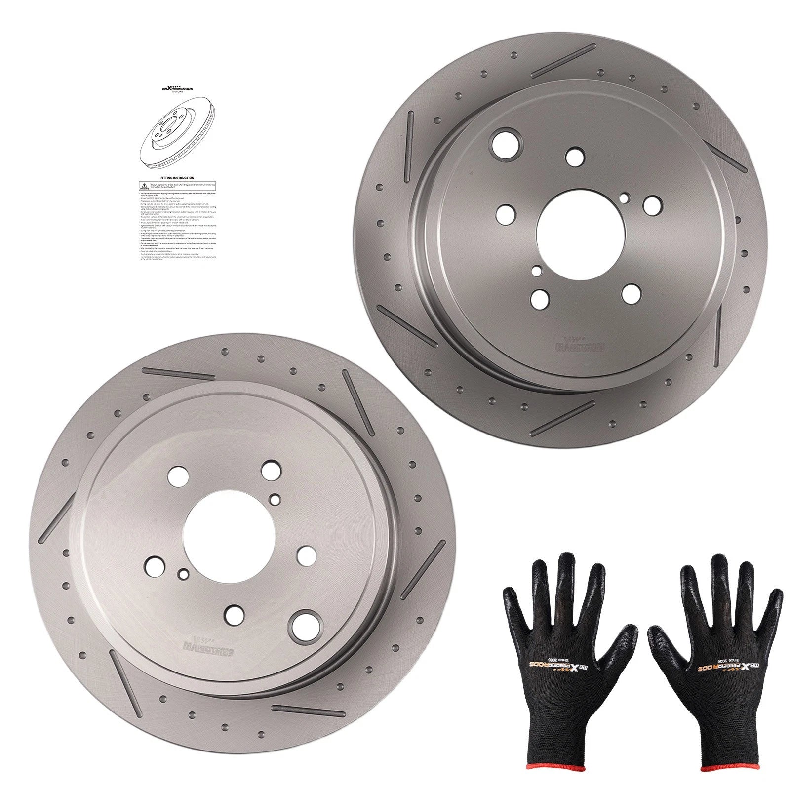 Set of 2 Rear Brake Rotors for Subaru WRX (2012–2014) Impreza (2008–2014)