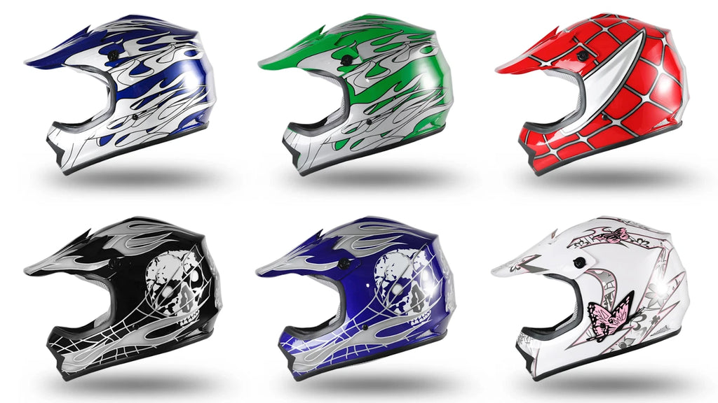 Youth Motocross ATV Helmet Set with Goggles & Gloves for Kids (DOT Approved)