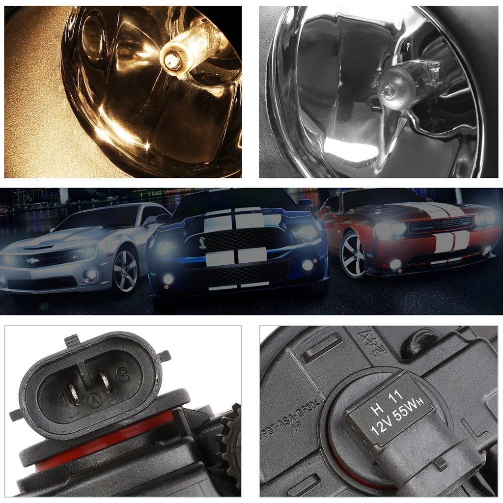 Clear Lens Front Bumper Fog Lights + Switch + Chrome Bezel for Sienna (2011–2017)