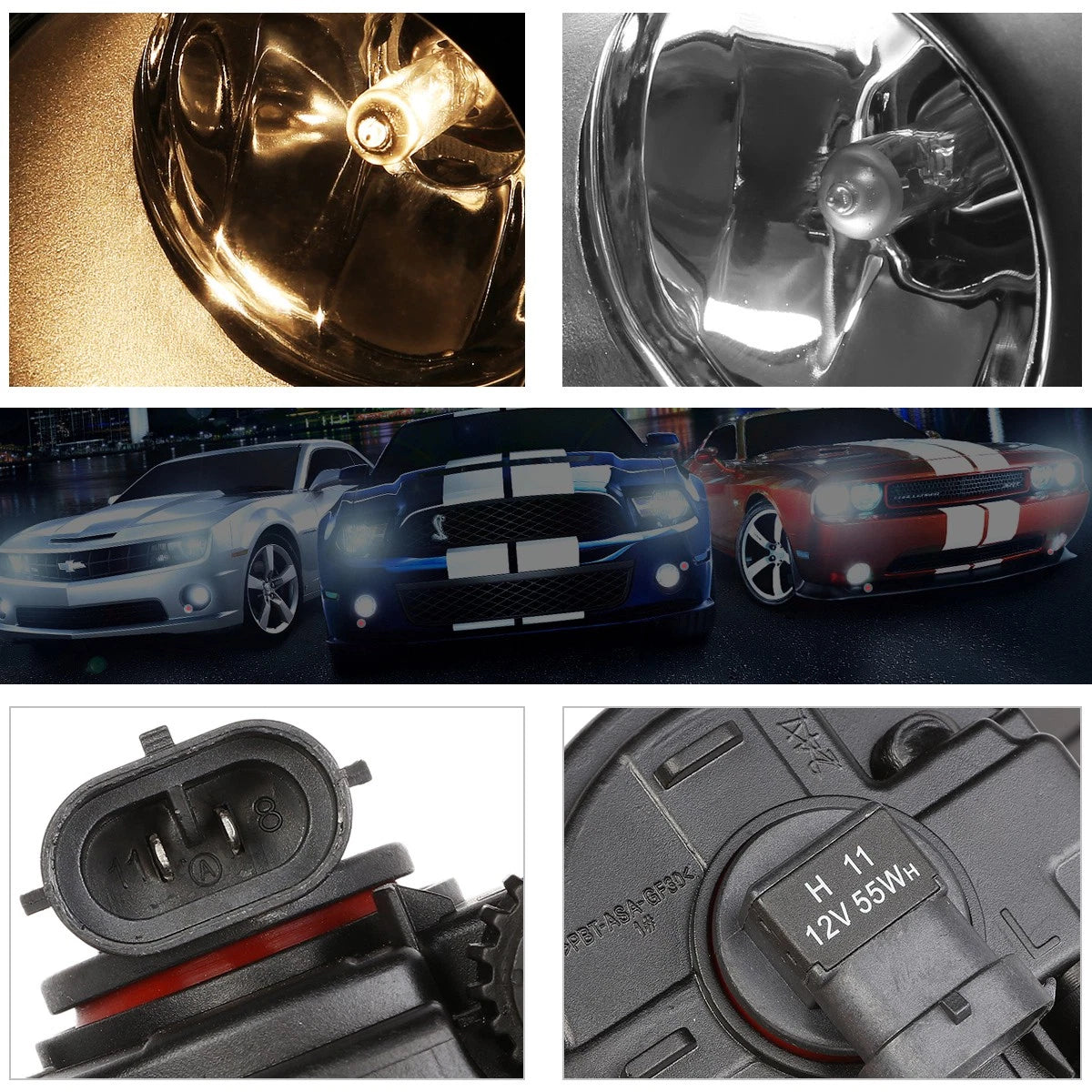 Clear Lens Front Bumper Fog Lights + Switch + Chrome Bezel for Sienna (2011–2017)