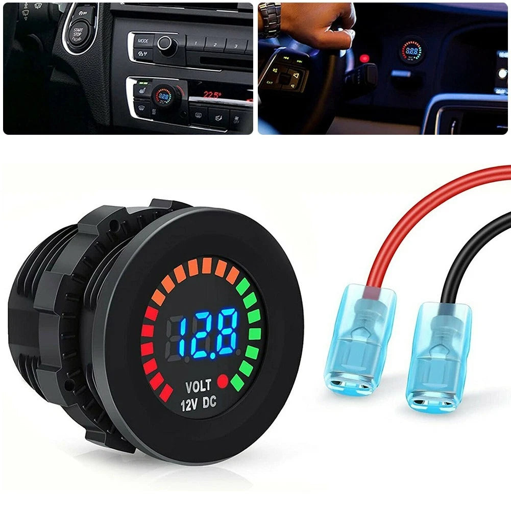 LED Digital Voltmeter Battery Fuel Gauge for Boats and Cars