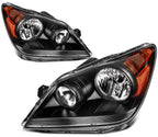 Headlight Assembly Pair for Honda Odyssey (2008–2010) Halogen Black Amber