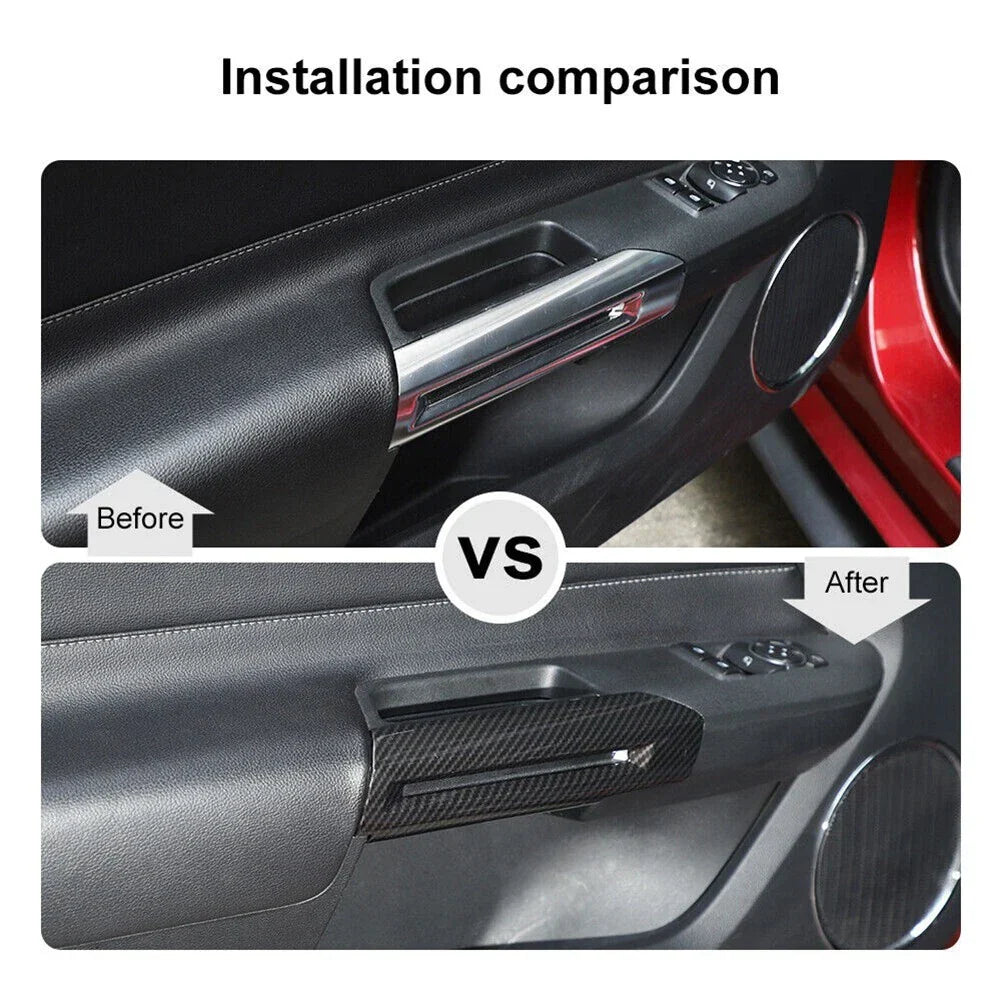 Carbon Fiber Car Interior Door Armrest Handle Cover Trim for Ford Mustang