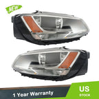 Pair of Headlights for Volkswagen Jetta (2011–2018) Halogen Black