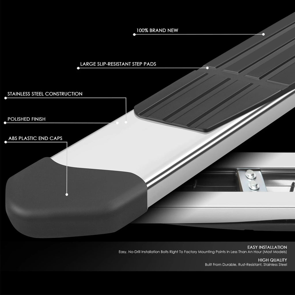 Set of 2 Chrome Running Boards for Toyota Tundra CrewMax (2022–2023)