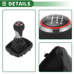 6 Speed Shift Knob with Cover for Audi A3 (2013–2020) Chrome Red Black