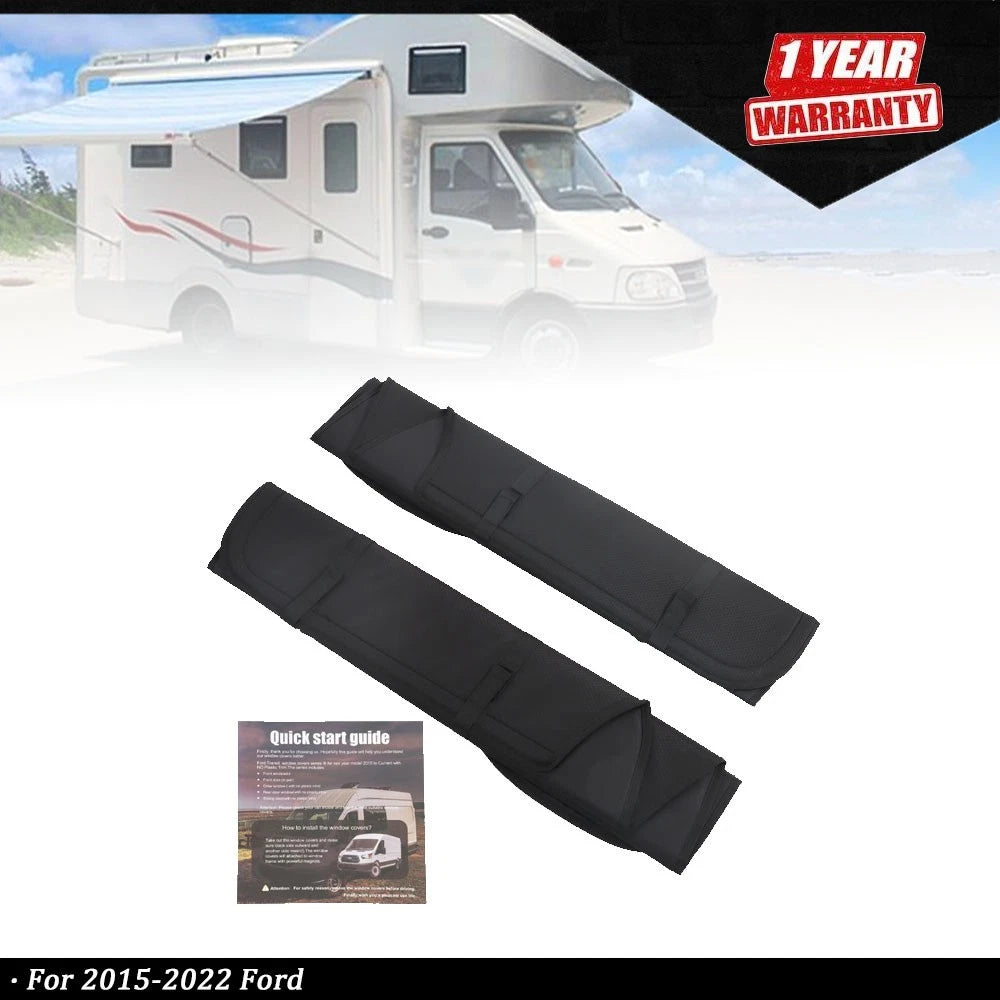 Set of 2 Blackout Front Door Window Covers for Ford Transit Van (2015–2022)
