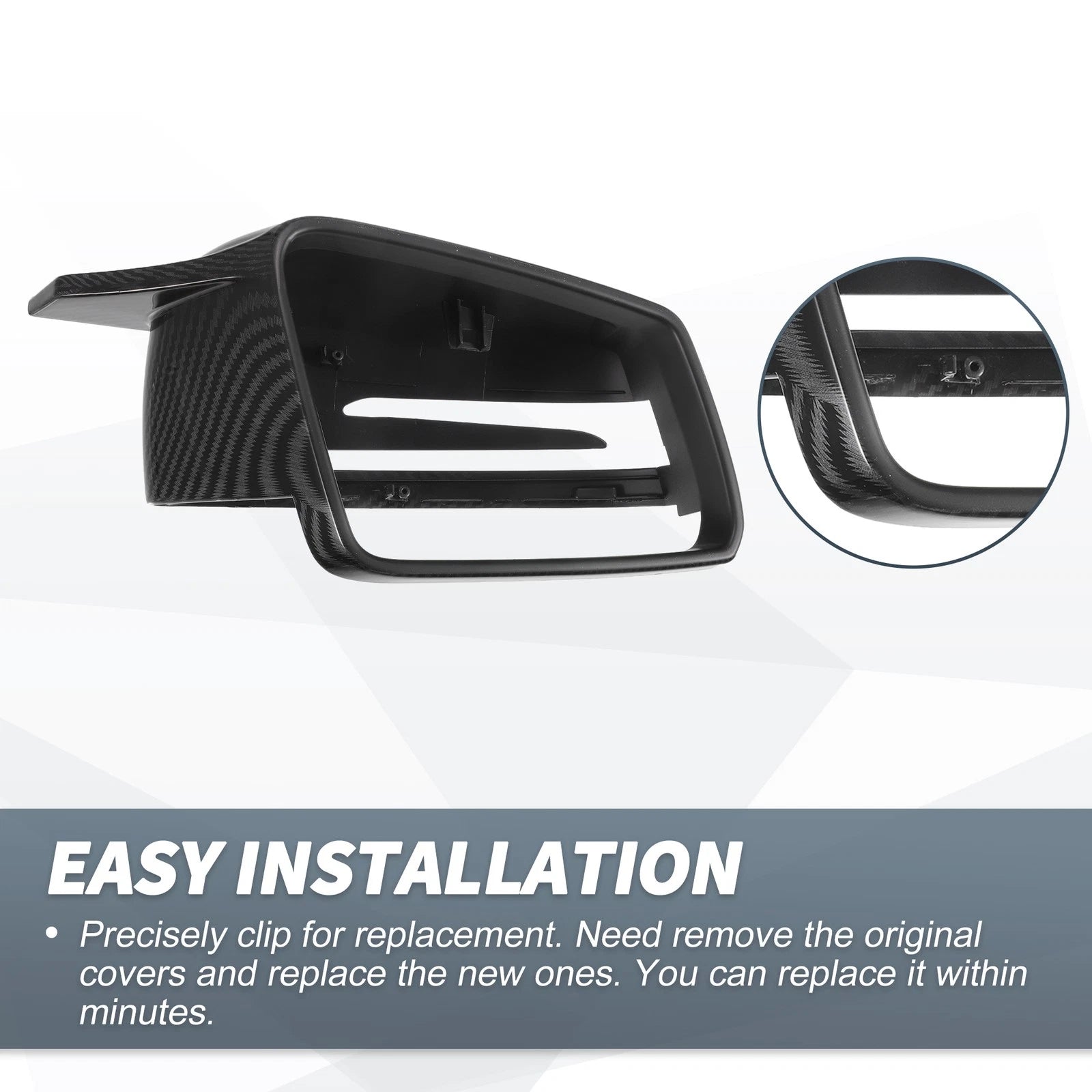 Pair Rearview Mirror Cover Cap Black Carbon Fiber for Mercedes-Benz W176 W246