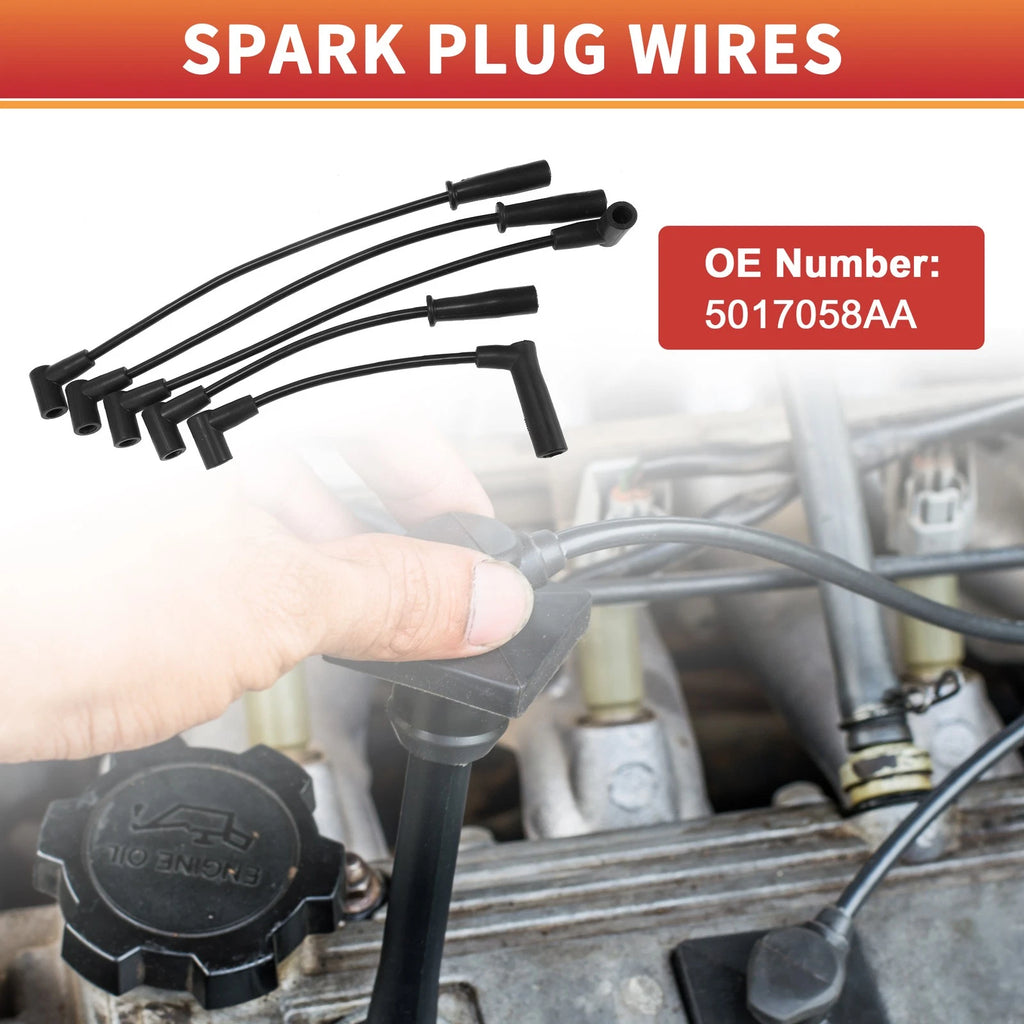 Set of 5 Spark Plug Wire Ignition Coil Cables No. 5017058AA for Dodge Dakota (1996–2002)