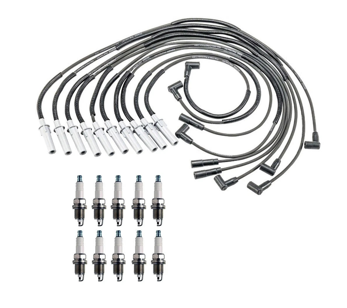 Denso Wire Set & 10 Iridium Power Spark Plug Kit for Dodge 8.3L V10 (1994–2003)