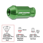 20Pc M12X1.5 Green JDM Open-End Acorn Hex Wheel Lug Nut + Extension 25mmx50mm