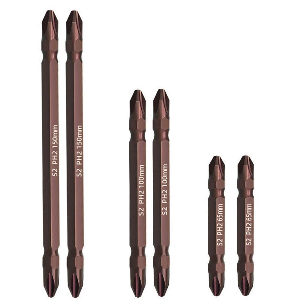 Set of 3 Screwdriver Bits 6.35mm Hex Shank 65mm 100mm 150mm Cross