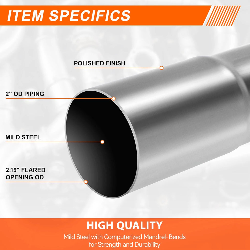 2" OD Mild Steel 90 Degree Slip Fit Exhaust Bend Pipe for Custom Applications