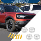 Set of 4 AC Vent Adjust Switch Knob Covers for Ford Bronco Sport (2021–2023) Silver Tone