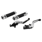 Silver Extendable Brake Clutch Lever Grip Set for Yamaha YZF R1 MT-09 (2015-2023)