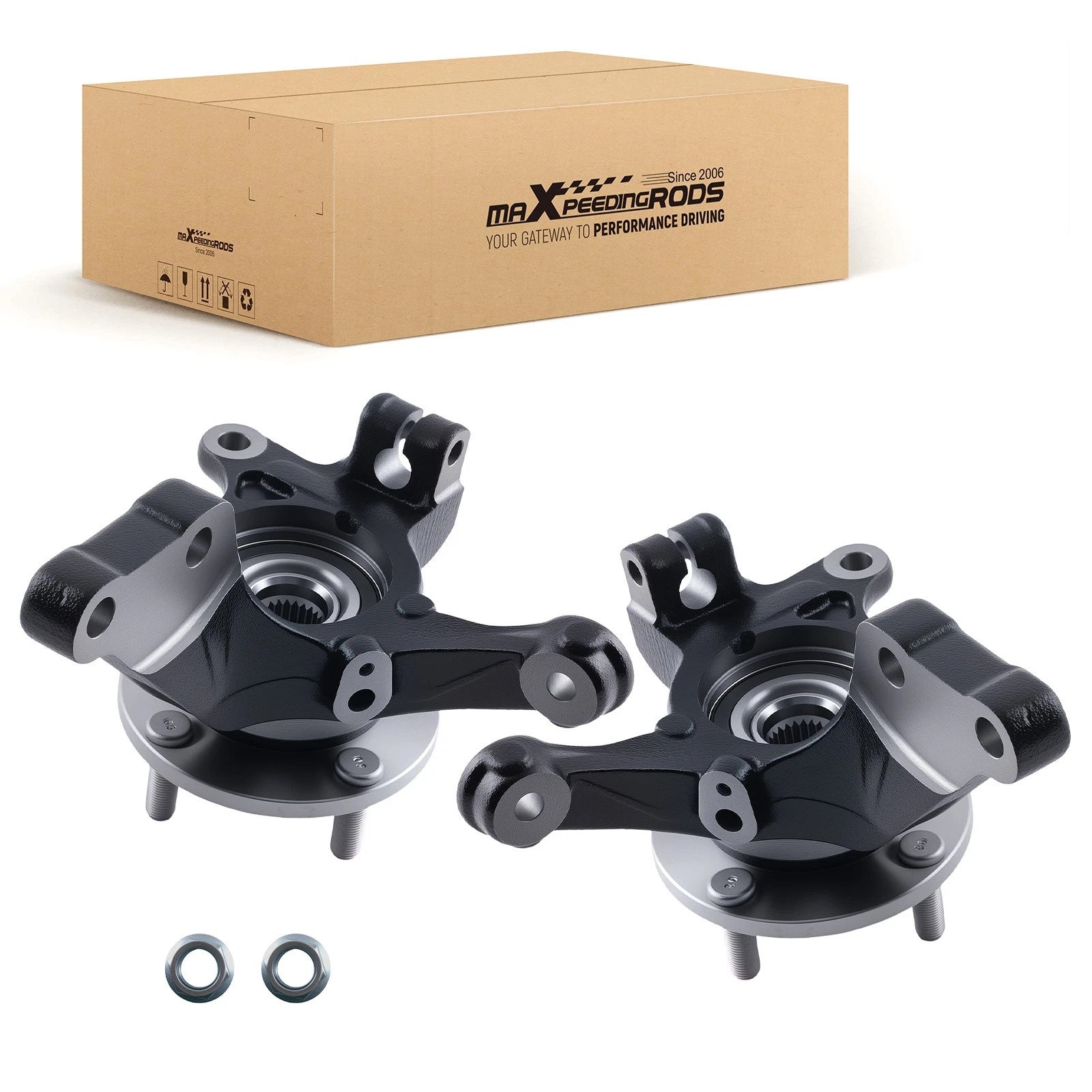 Pair Front Knuckle & Wheel Hub Bearing for Nissan Versa & Versa Note (2014–2019)