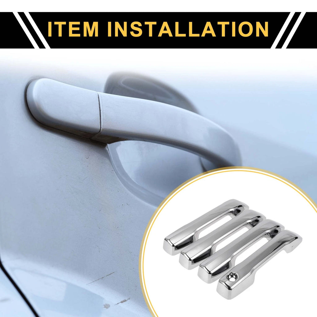 Set of 4 Car Exterior Door Handle Covers for Toyota Tundra (2022) Silver Tone