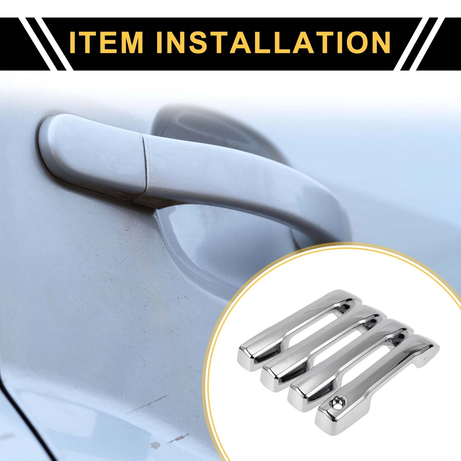Set of 4 Car Exterior Door Handle Covers for Toyota Tundra (2022) Silver Tone
