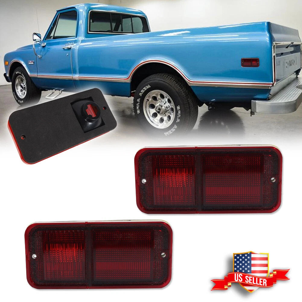 Set of 2 Rear Red Lens Side Marker Lights for Chevy GMC C/K Pickup (1968–1972)