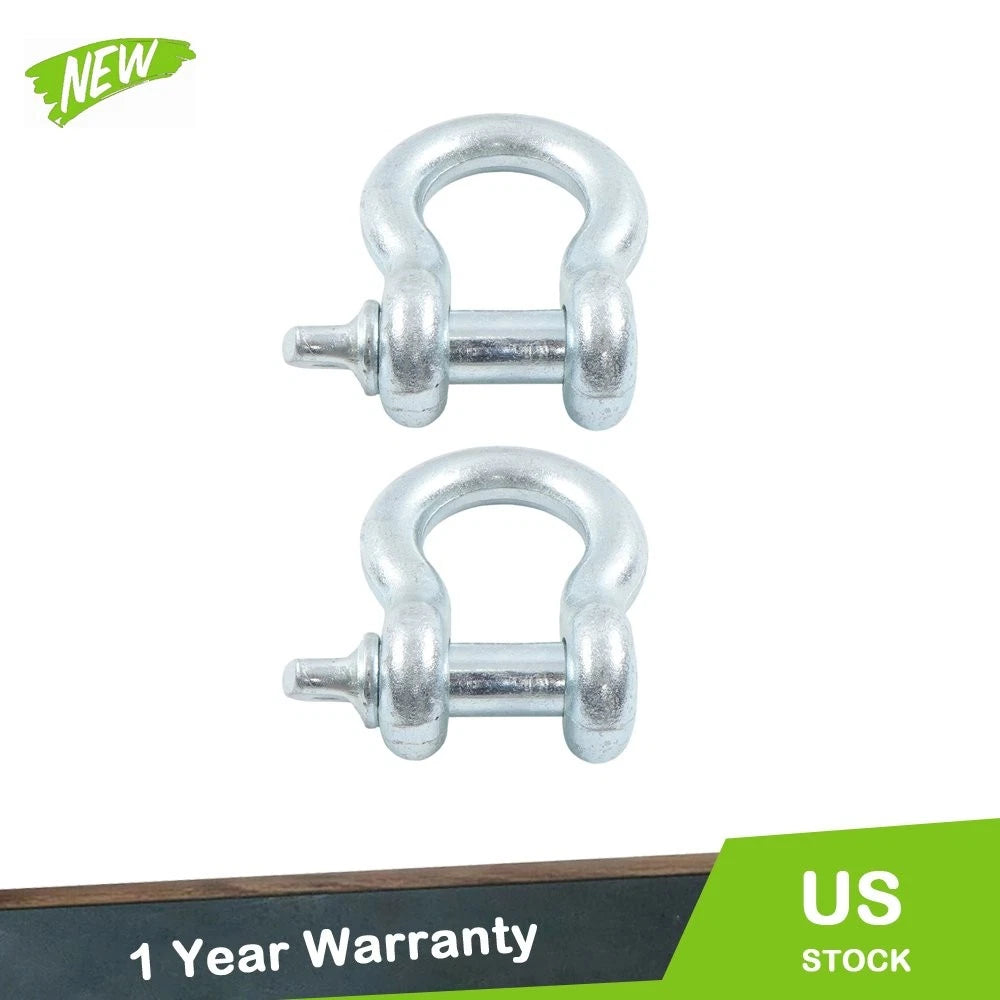 Set of 2 Heavy Duty 1" D-Ring Bow Shackles WLL 8.5 Tons