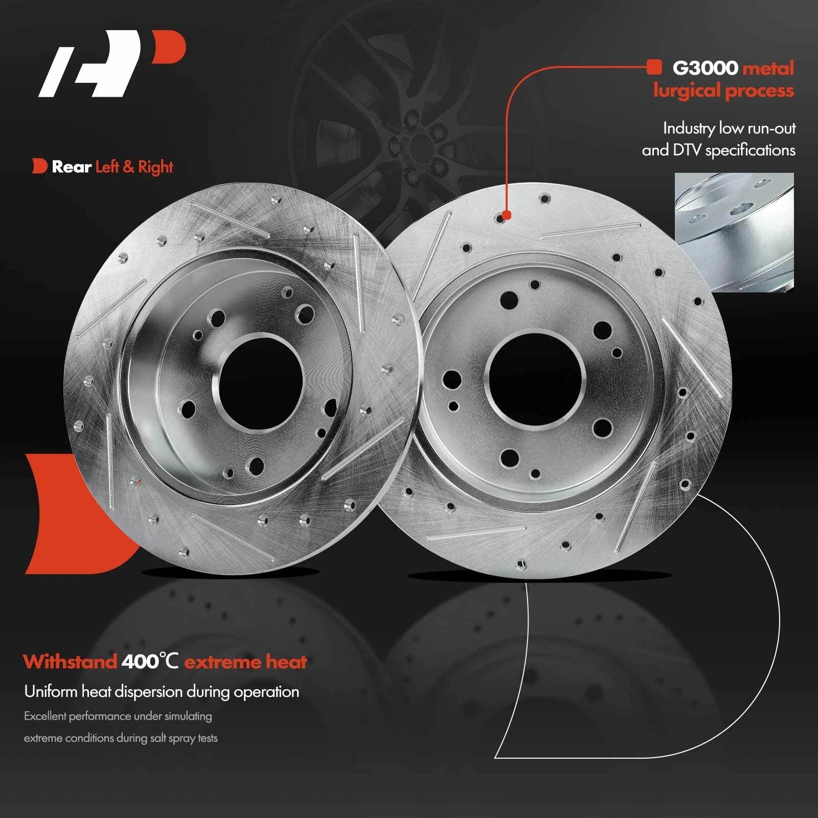 Set of 2 Rear Drilled Brake Rotors for Honda Civic Accord Acura Integra