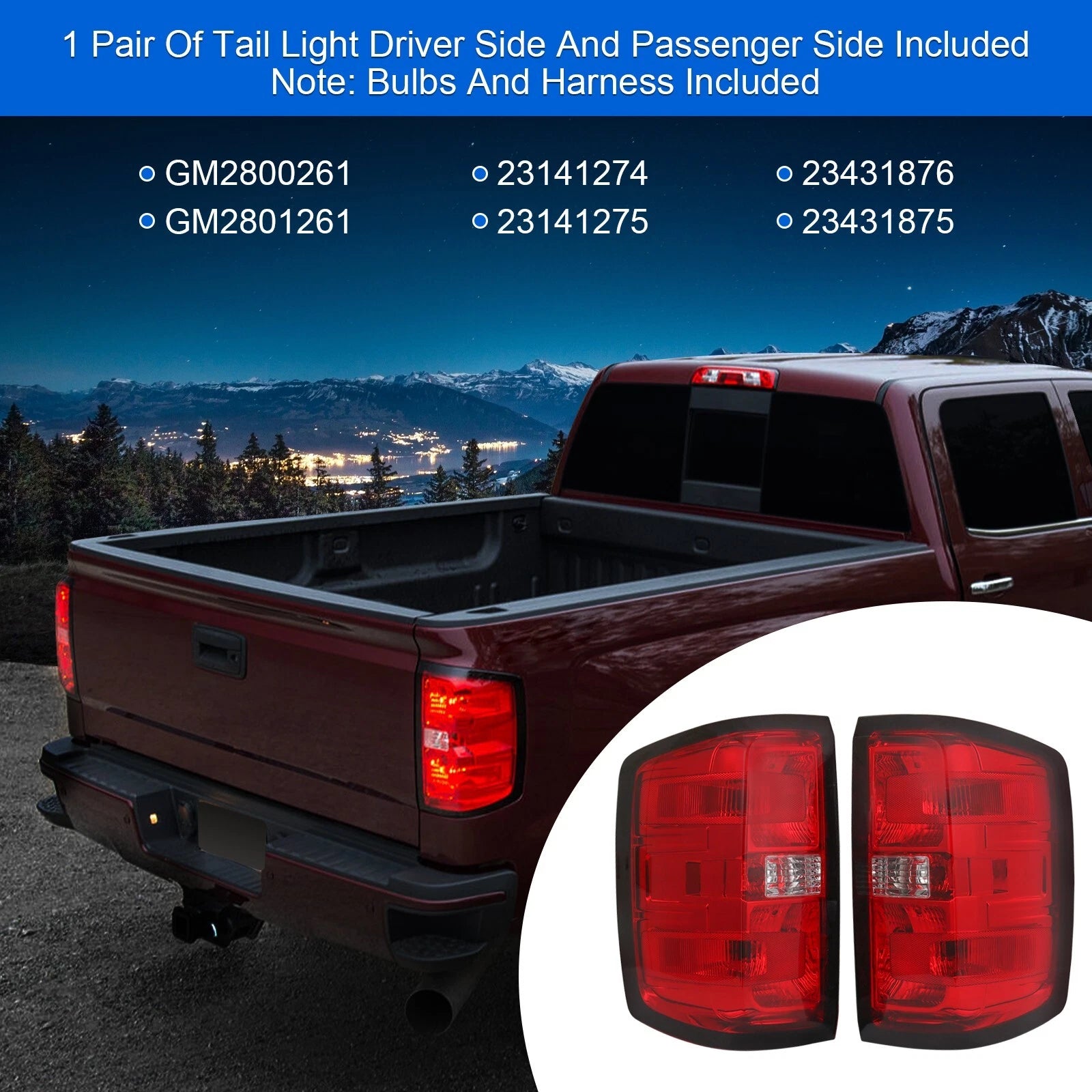 Pair Tail Lights for GMC Sierra 3500 (2015-2019)