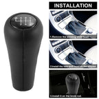 6-Speed Manual Gear Shift Knob Faux Leather Black for BMW